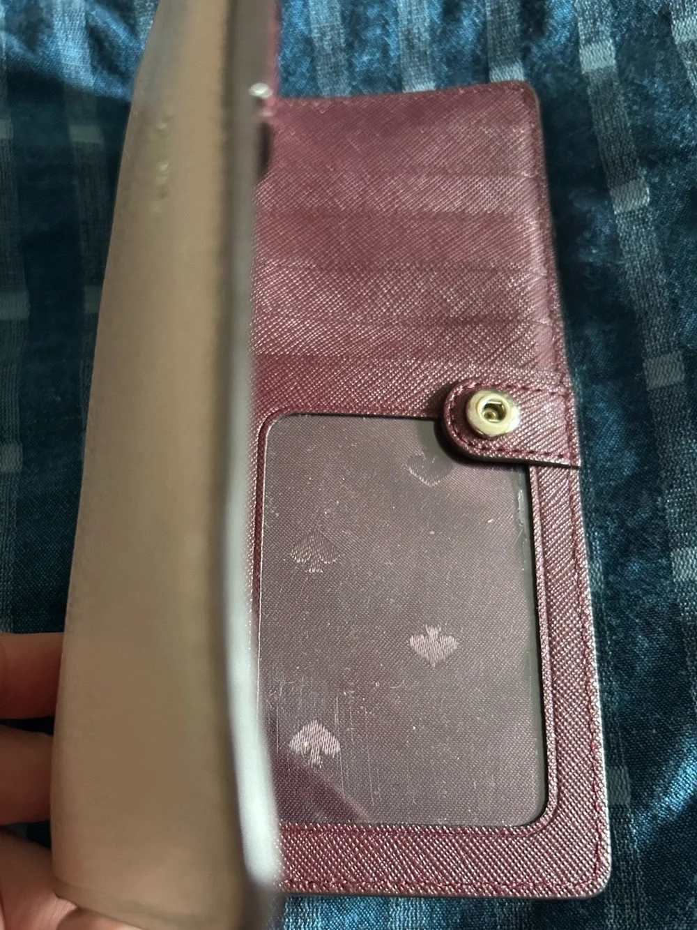 Kate Spade Veronica slim bi fold Pebbled Leather Wallet - ballet pink outside